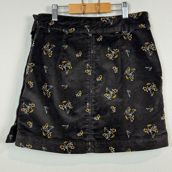 Free People A-line Floral Velour Mini Skirt 2 - Picture 5 of 9
